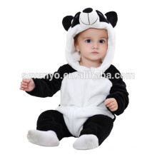 Bebé suave mameluco Animal Onesie traje traje de dibujos animados Homewear ropa de dormir, franela, lindo panda, linda toalla con capucha